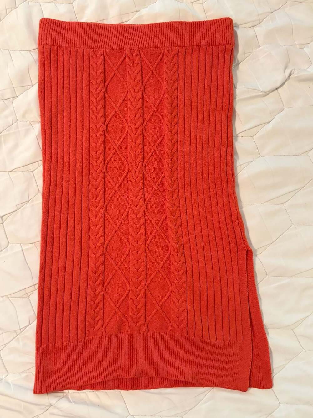 Marc New York Cable Knit Sweater Skirt Size XS Orange Bodycon Side Slit Midi